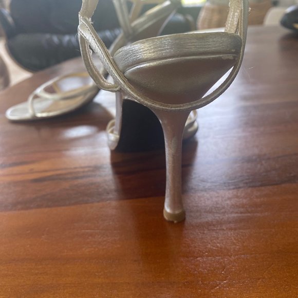 Jimmy Choo Silver Sandal Heels - Picture 6 of 8